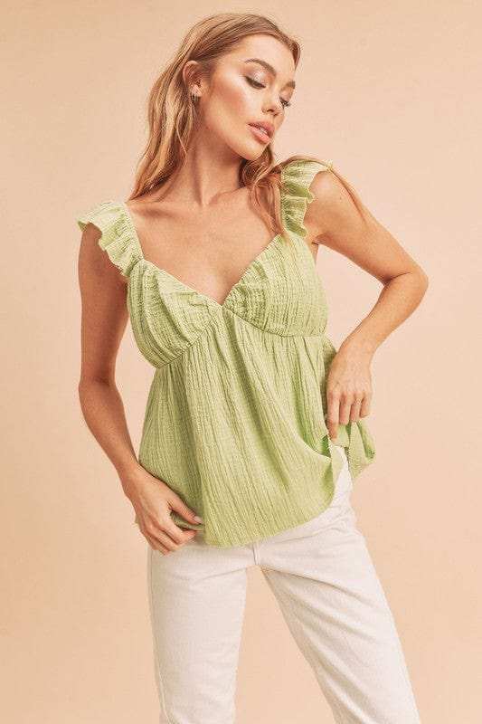 Aemi + Co Sweetheart Neck Ruffled Strap Top - Trendsi - Flyclothing LLC