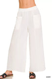 Zenana Woven Airflow Elastic Waistband Pants - Trendsi - Flyclothing LLC