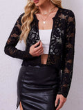 Lace Open Front Long Sleeve Jacket - Trendsi - Flyclothing LLC