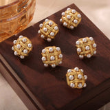 Copper Shell Pearl Stud Earrings - Trendsi - Flyclothing LLC