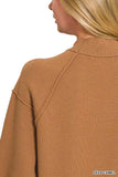Zenana Viscose Mock Neck Exposed Seam Sweater - Trendsi - Flyclothing LLC