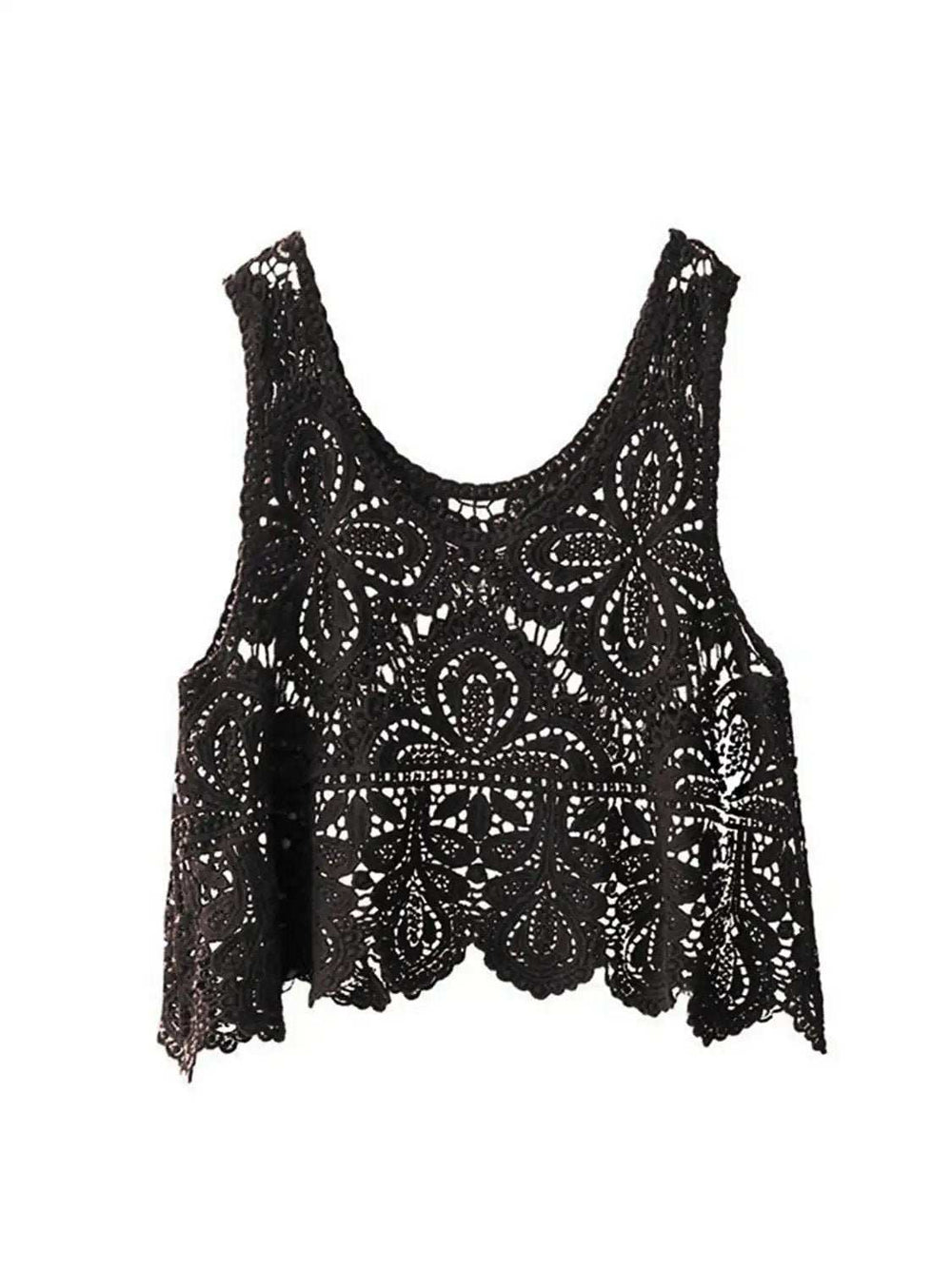 Cutout Scoop Neck Sleeveless Knit Cover Up - Trendsi - Flyclothing LLC