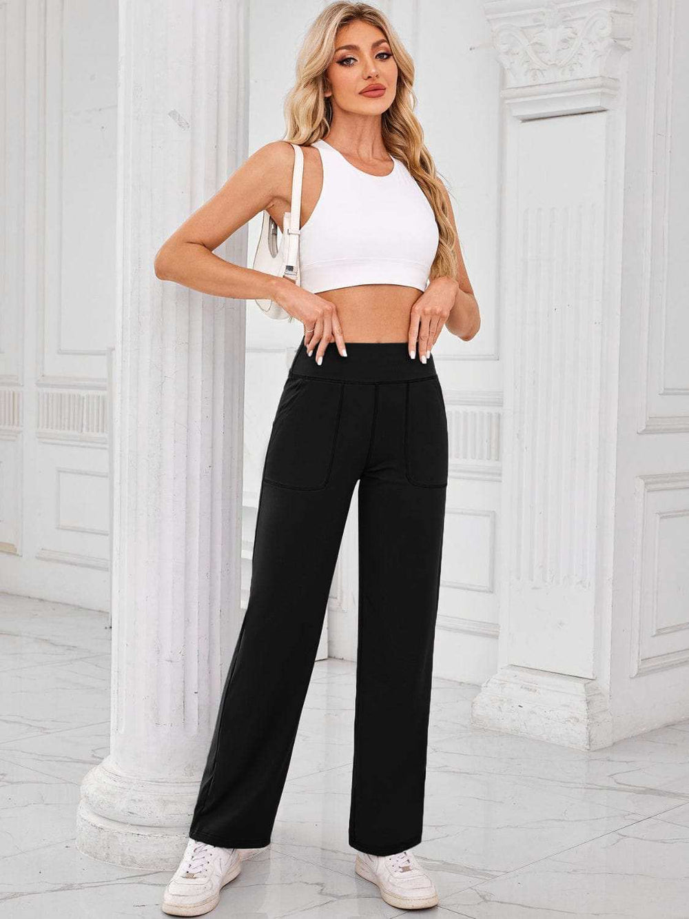 Lovelet High Waist Active Pants with Pockets - Trendsi - Flyclothing LLC