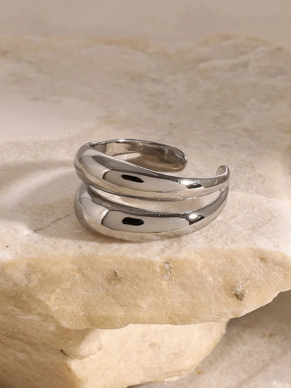 Stainless Steel Double-Layered Ring - Trendsi - Flyclothing LLC