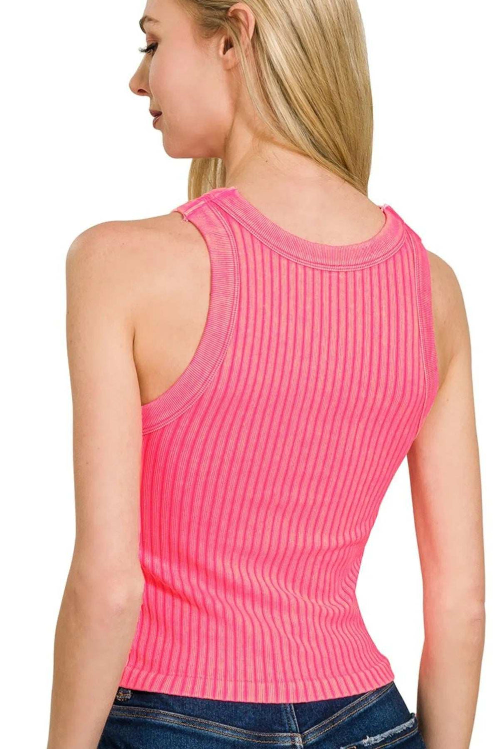 Zenana Ribbed Washed Seamless Tank Top - Trendsi - Flyclothing LLC