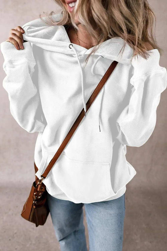 Drawstring Pocketed Long Sleeve Hoodie - Trendsi - Flyclothing LLC