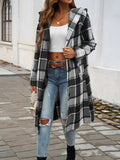 Plaid Long Sleeve Hooded Coat - Trendsi - Flyclothing LLC