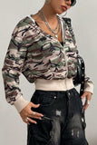 Pocketed Camouflage Zip Up Hooded Jacket - Trendsi - Flyclothing LLC