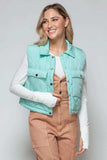 Snobbish Snap Down Quilted Crop Vest - Trendsi - Flyclothing LLC