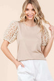 Mittoshop Round Neck Puff Short Sleeve Top - Trendsi - Flyclothing LLC