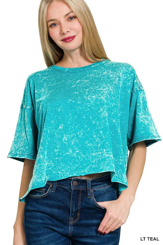 Zenana Acid Crinkle-Washed Oversized T-Shirt - Trendsi - Flyclothing LLC