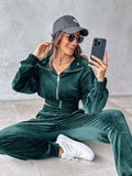 Zip Up Long Sleeve Cropped Top and Joggers Set - Trendsi - Flyclothing LLC