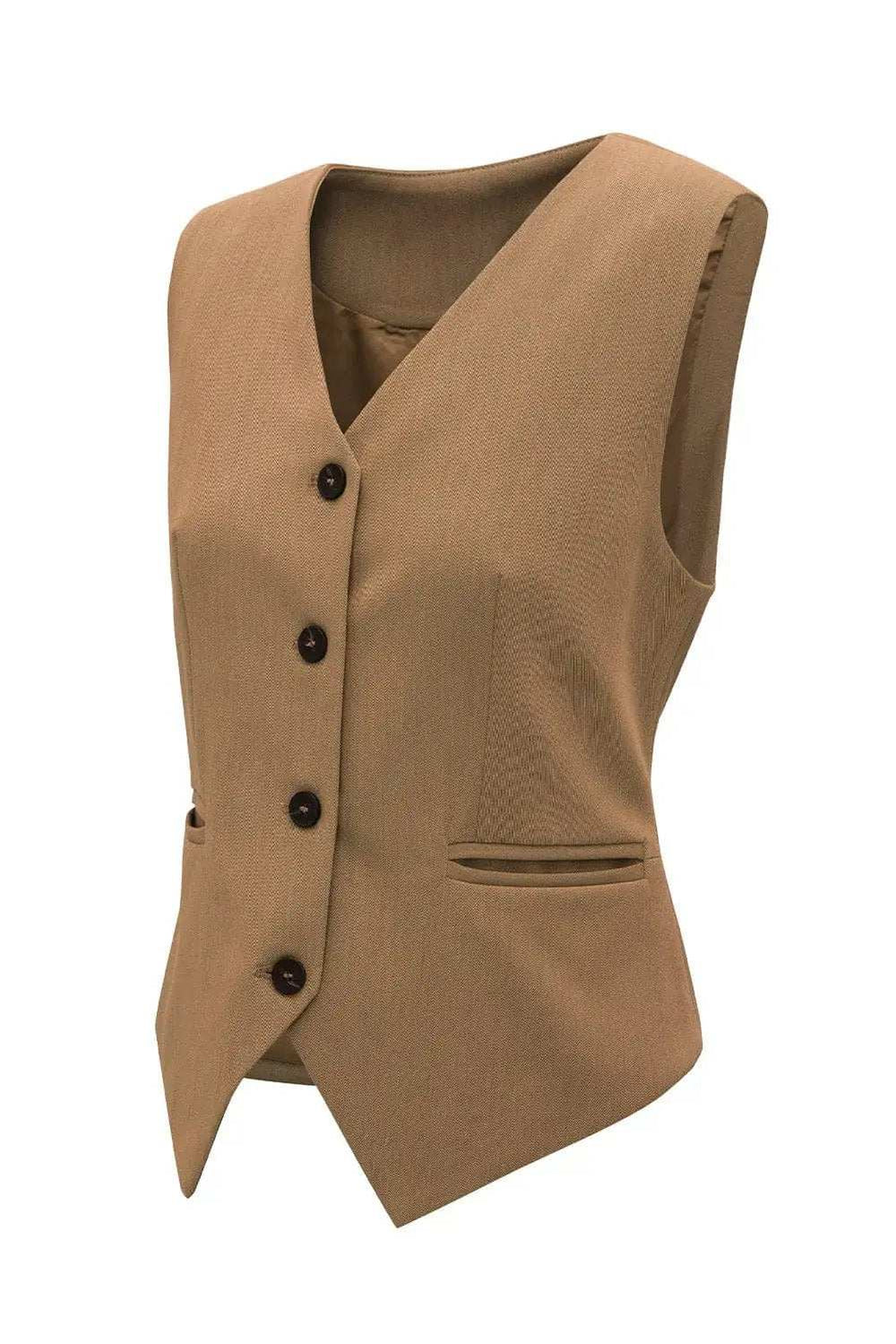 Pocketed Button Up Vest - Trendsi - Flyclothing LLC