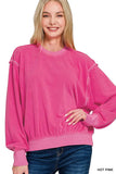 Zenana Soft Fleece Pigment Dye Round Neck Pullover - Trendsi - Flyclothing LLC