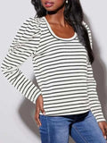 Striped Round Neck Long Sleeve T-Shirt - Trendsi - Flyclothing LLC