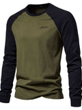 Men's Contrast Round Neck Raglan Sleeve T-Shirt - Trendsi - Flyclothing LLC