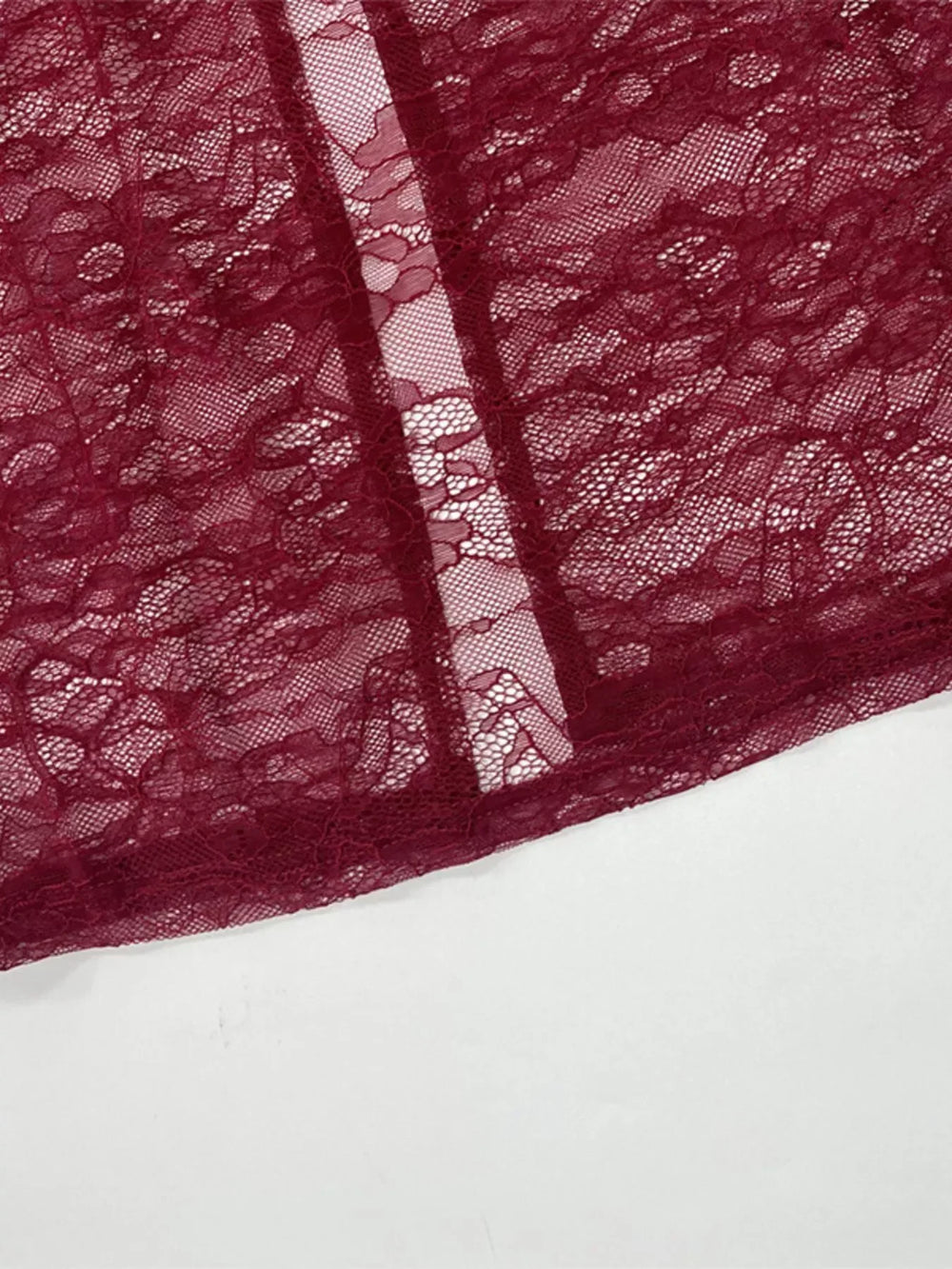 Lace Sheer Mock Neck Long Sleeve Maxi Dress - Trendsi - Flyclothing LLC