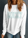 LUCKY Graphic Round Neck Long Sleeve Sweatshirt - Trendsi - Flyclothing LLC