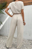 Round Neck Short Sleeve Top and Pants Set - Trendsi - Flyclothing LLC