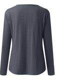 Decorative Button Round Neck Long Sleeve Top - Trendsi - Flyclothing LLC