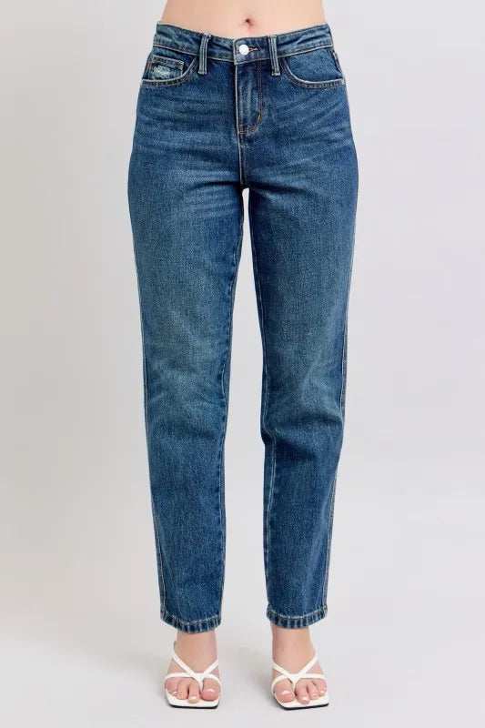Judy Blue Full Size High Waisted Rigid Magic Non-destroy Straight Leg Jeans Plus Size - Trendsi - Flyclothing LLC