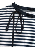 Striped Off-Shoulder Ribbon Accent Sweatshirt - Trendsi - Flyclothing LLC