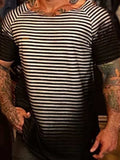 Men's Full Size Round Neck Short Sleeve Striped T-Shirt Plus Size - Trendsi - Flyclothing LLC