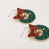 Christmas Wreath Bow Drop Earrings - Trendsi - Flyclothing LLC
