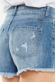 Kancan Full Size High Rise Raw Hem Denim Shorts - Trendsi - Flyclothing LLC