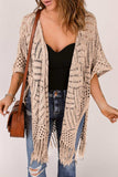 Openwork Open Front Cardigan with Fringes - Trendsi - Flyclothing LLC