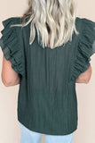 Frilled Notched Ruffled Cap Sleeve Blouse - Trendsi - Flyclothing LLC