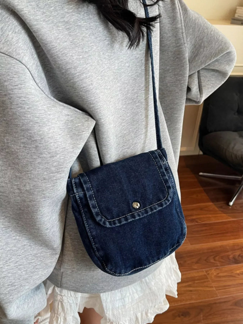 Denim Flap Crossbody Bag - Trendsi - Flyclothing LLC