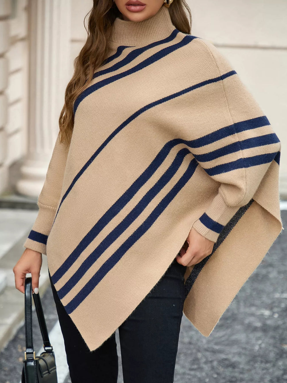 Striped Pattern Batwing Sleeve Sweater - Trendsi - Flyclothing LLC