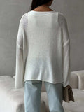 Boat Neck Knit Cover Up with Relaxed Fit - Trendsi - Flyclothing LLC