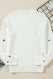 Heart Sequin Round Neck Long Sleeve Sweater - Trendsi - Flyclothing LLC