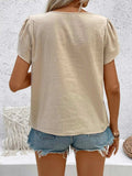 Notched Short Sleeve Blouse - Trendsi - Flyclothing LLC