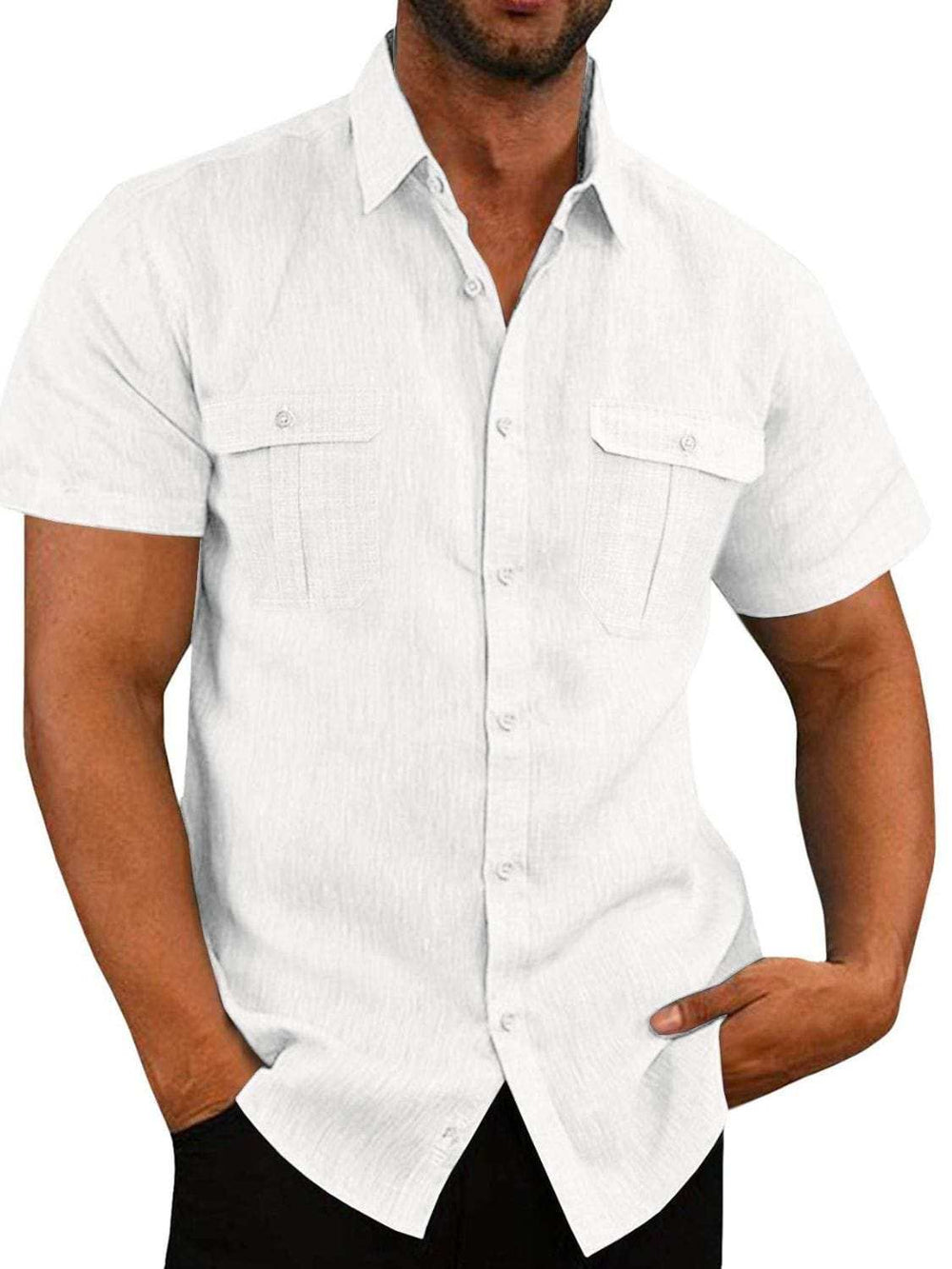 Men's Plus Size Collared Neck Short Sleeve Shirt - Trendsi - Flyclothing LLC