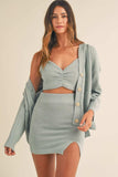 MABLE 3 Pieces Sweater Set with Crop Cami, Mini Skirt, Cardigan - Trendsi - Flyclothing LLC