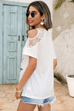 Lace Detail Round Neck Cold Shoulder Blouse - Trendsi - Flyclothing LLC