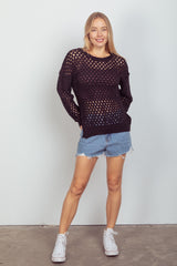 VERY J Openwork Slit Knit Cover Up