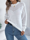Openwork Round Neck Long Sleeve Knit Top - Trendsi - Flyclothing LLC