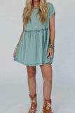 Frill Round Neck Cap Sleeve Mini Dress - Trendsi - Flyclothing LLC