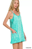 Zenana Acid Washed Mini Dress With Built-in Romper Liner - Trendsi - Flyclothing LLC