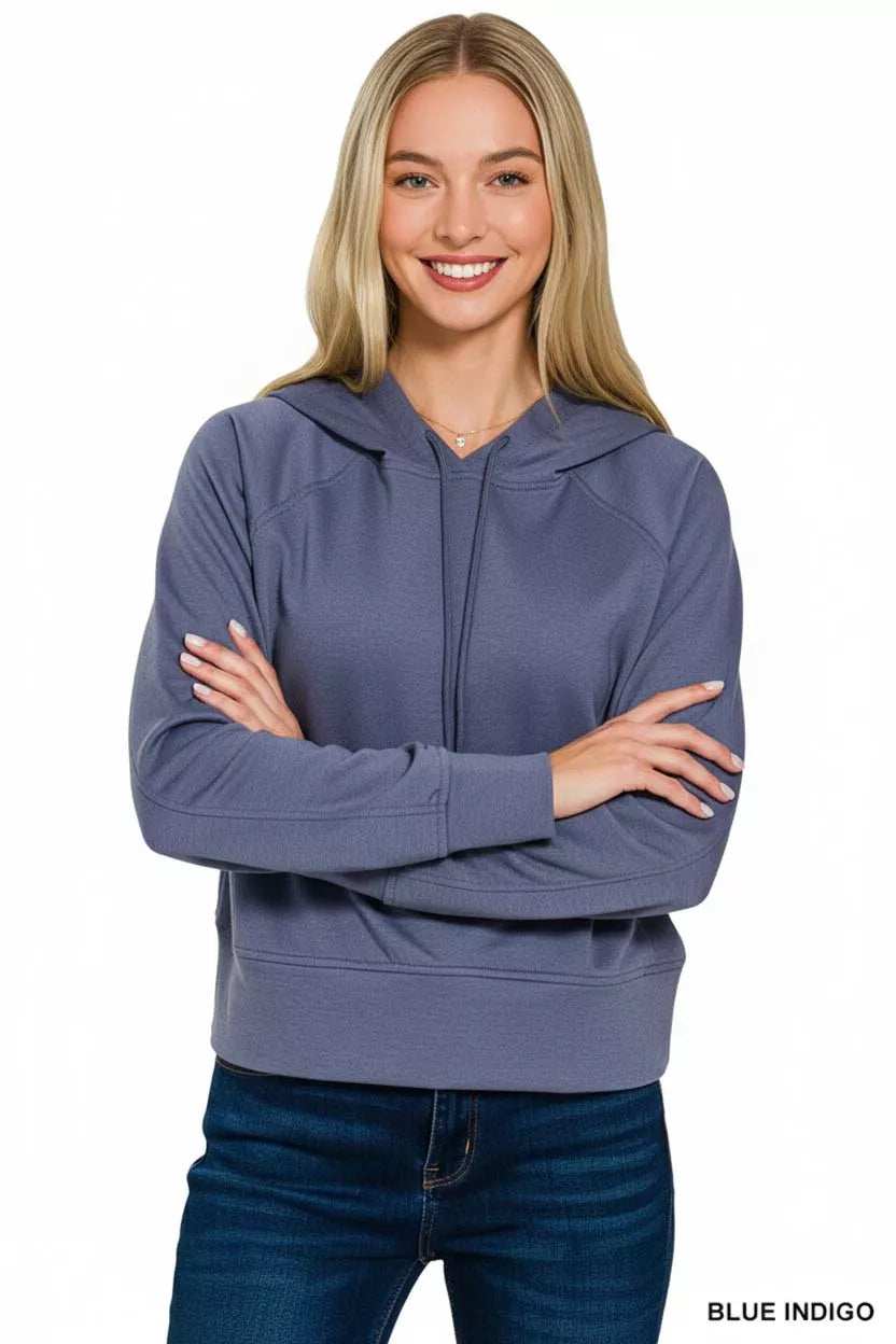 Zenana Drawstring Scuba Hoodie - Trendsi - Flyclothing LLC