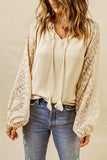 Tassel Tie Neck Long Sleeve Blouse - Trendsi - Flyclothing LLC