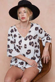BiBi Leopard Printed V Neck Woven Top with Ruffled - Trendsi - Flyclothing LLC