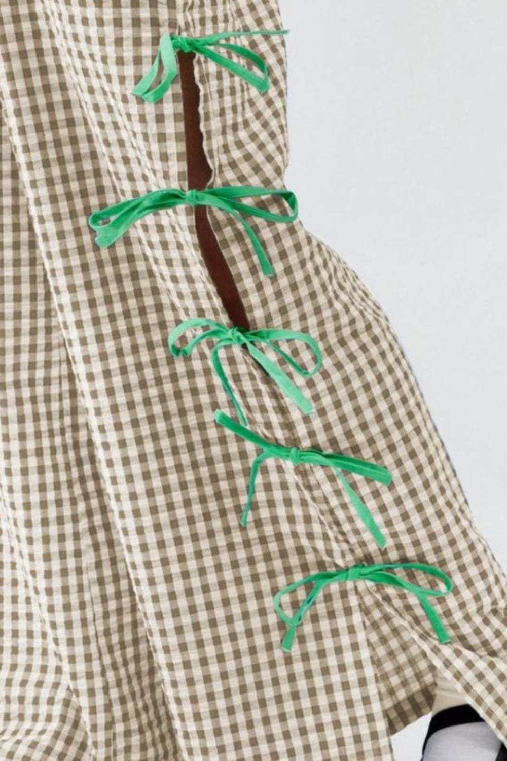 Side Tied Plaid Pants - Trendsi - Flyclothing LLC