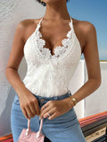 Halter Neck Lace Bodysuit - Trendsi - Flyclothing LLC