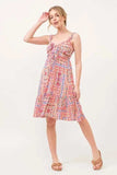 And The Why Tied Front Smocked Back Tiered Boho Printed Dress - Trendsi - Flyclothing LLC
