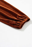 Notched Long Sleeve Velvet Top - Trendsi - Flyclothing LLC